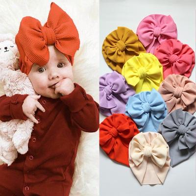 Babymütze mit großer Schleife, Babymütze für Mädchen und Jungen, einfarbig, Turban, Schleife, Kopftuch, Baby, Kinder, Motorhaube, Beanie, Neugeborene, Fotografie-Requisiten