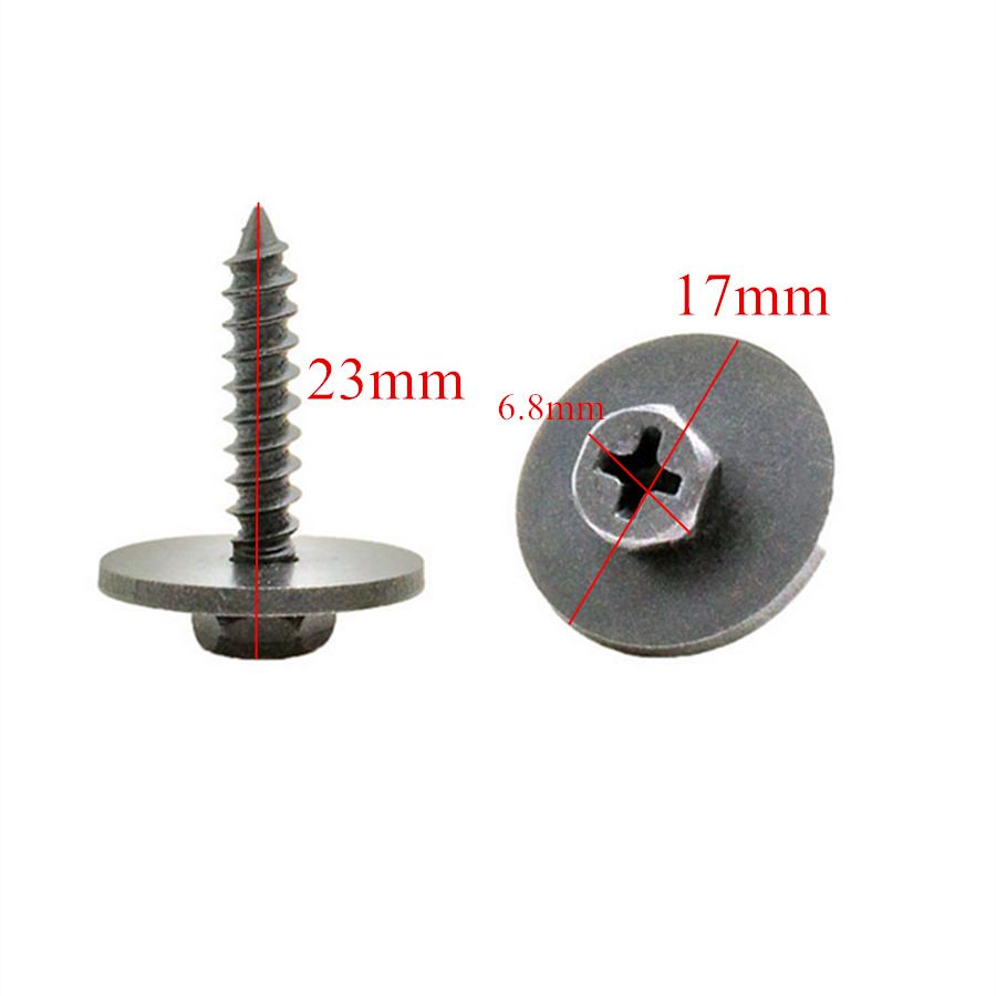 100Pcs Screws Metal Car Body Fender Bumper Retainer Clips Black Phosphate Finish