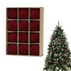 Weihnachtskugel 12 Stück Bruchfeste Dekoration 8 cm Samt Beflockte Kugeln für Weihnachtsbäume für Innen Außen