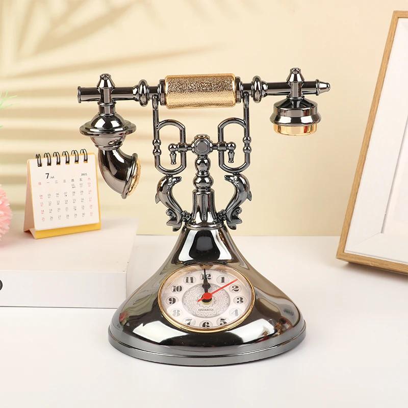 Small Alarm Clock European Retro Pendulum Creative Timekeeper Desktop Ornament For Home Room Bedside Decoration