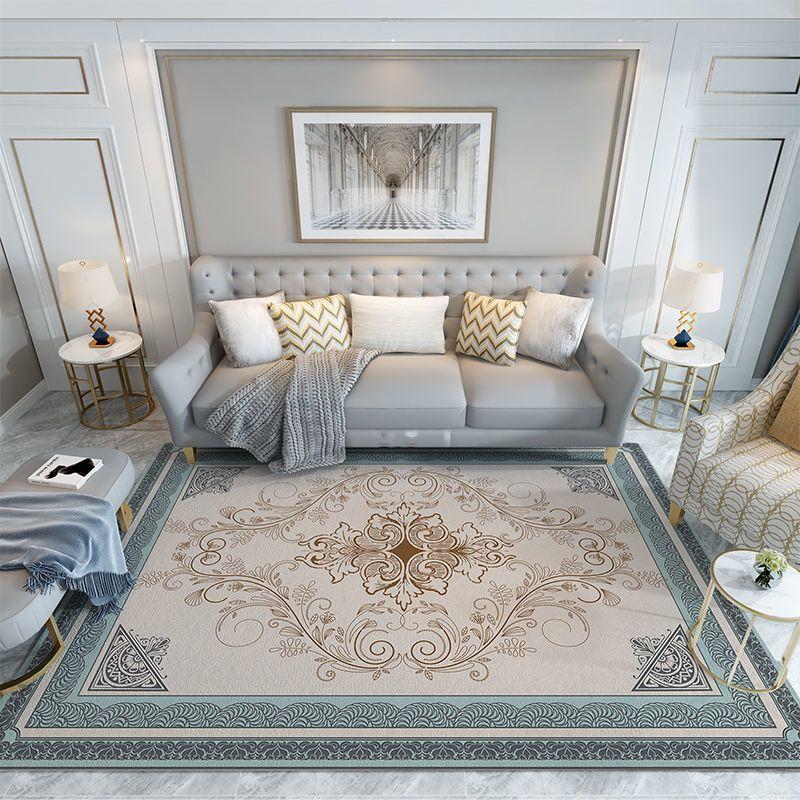 Retro American Style Living Room Carpet Classical Decoration Home Sofa Machine Washable Rug Lounge Bedroom Non-slip Mat Fully