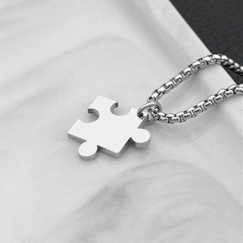Hot-selling love puzzle splicing necklace fashion trendy couple lettering a pair of titanium steel pendant girlfriend trinkets
