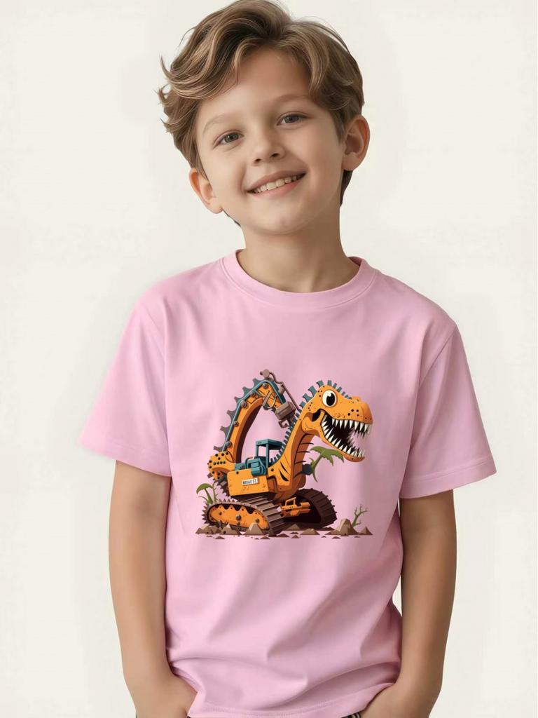 Creative children's tops, car enthusiasts, dinosaur enthusiasts, exclusive street style base layer.
