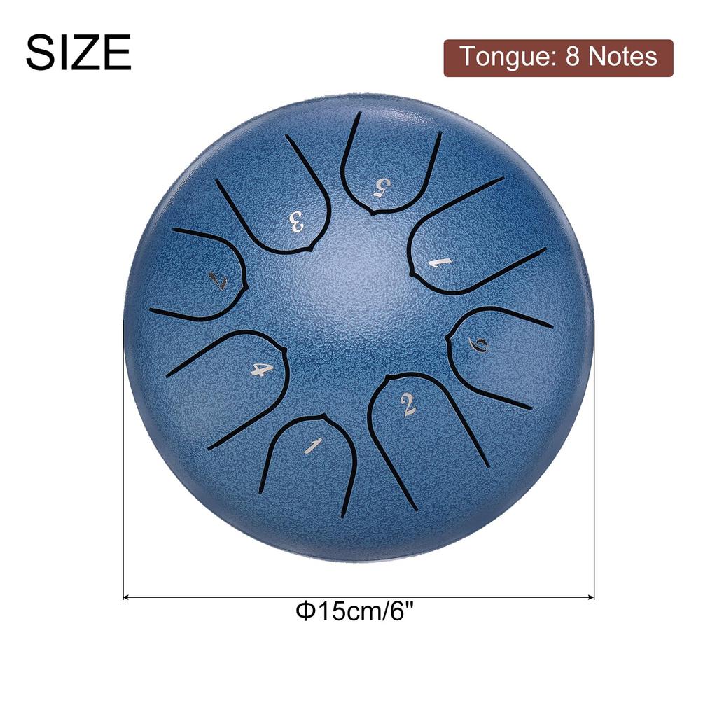 uxcell Steel Tongue Drum, 6" 8-Note Steel Hand Drum with Bag, Mallets, and Sheet Music, Worry-Free for Yoga, Meditation, and Camping (Dark Blue)