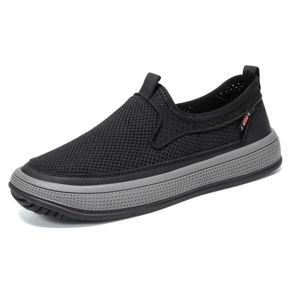 Men's shoes net shoes 2025 summer new solid color versatile single shoes breathable soft sole light casual shoes men