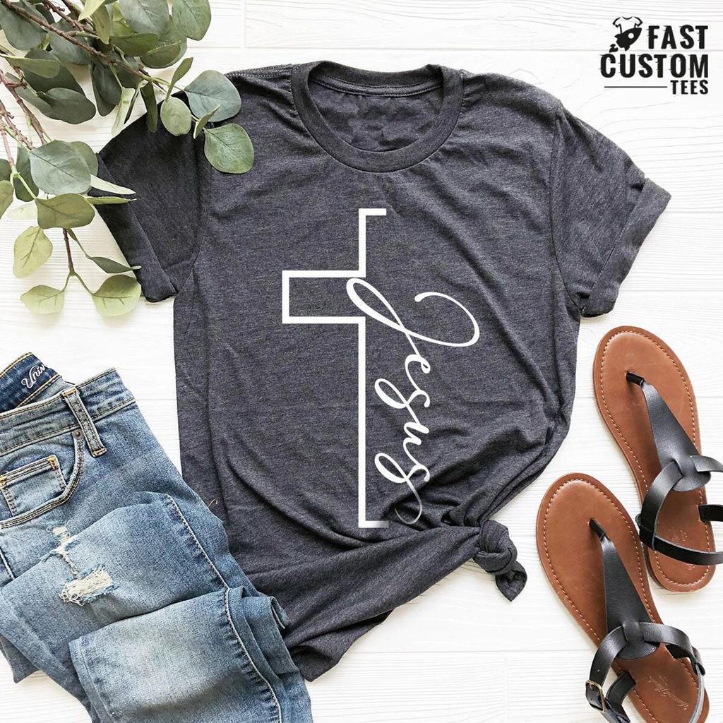 Jesus T-shirt, Christian Shirt, Vertical Cross Shirt, Christian Gift, Jesus Cross T-shirt, Religious Shirt, Inspirational Christian Shirt