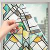 Non-Adhesive Stained Glass Film Rainbow Pattern Privacy Window Film  Sidelight Use
