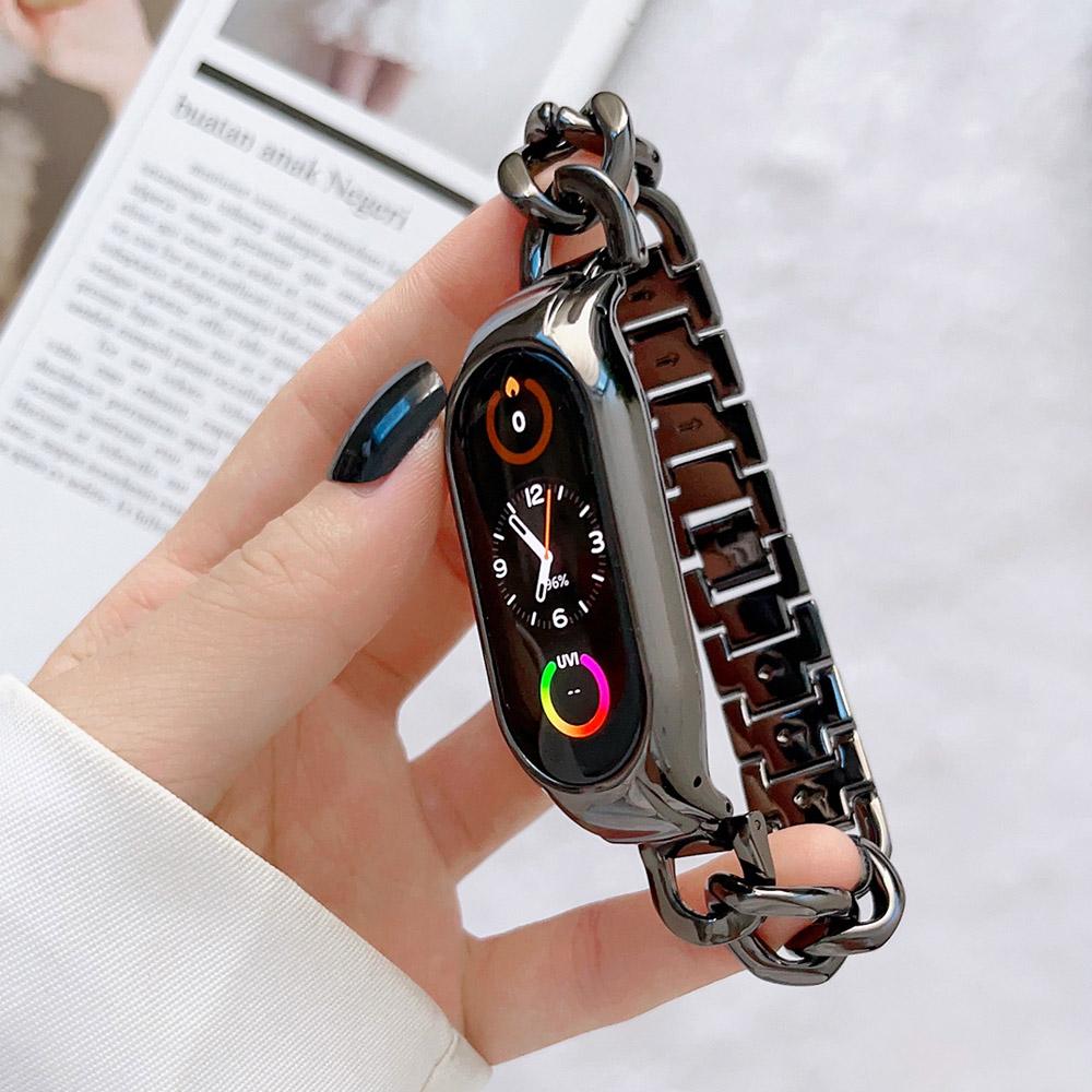 

Rose Gold Watchband for Mi Band 7 Bands Accessories Bracelet for Xiaomi Miband 6 5 4 3 Strap Replacement Metal Alloy Men Women Mi Band 5 6 чёрный