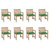 Maison Exclusive - Chaises de jardin lot de 8 avec coussins vert Bois teck massif