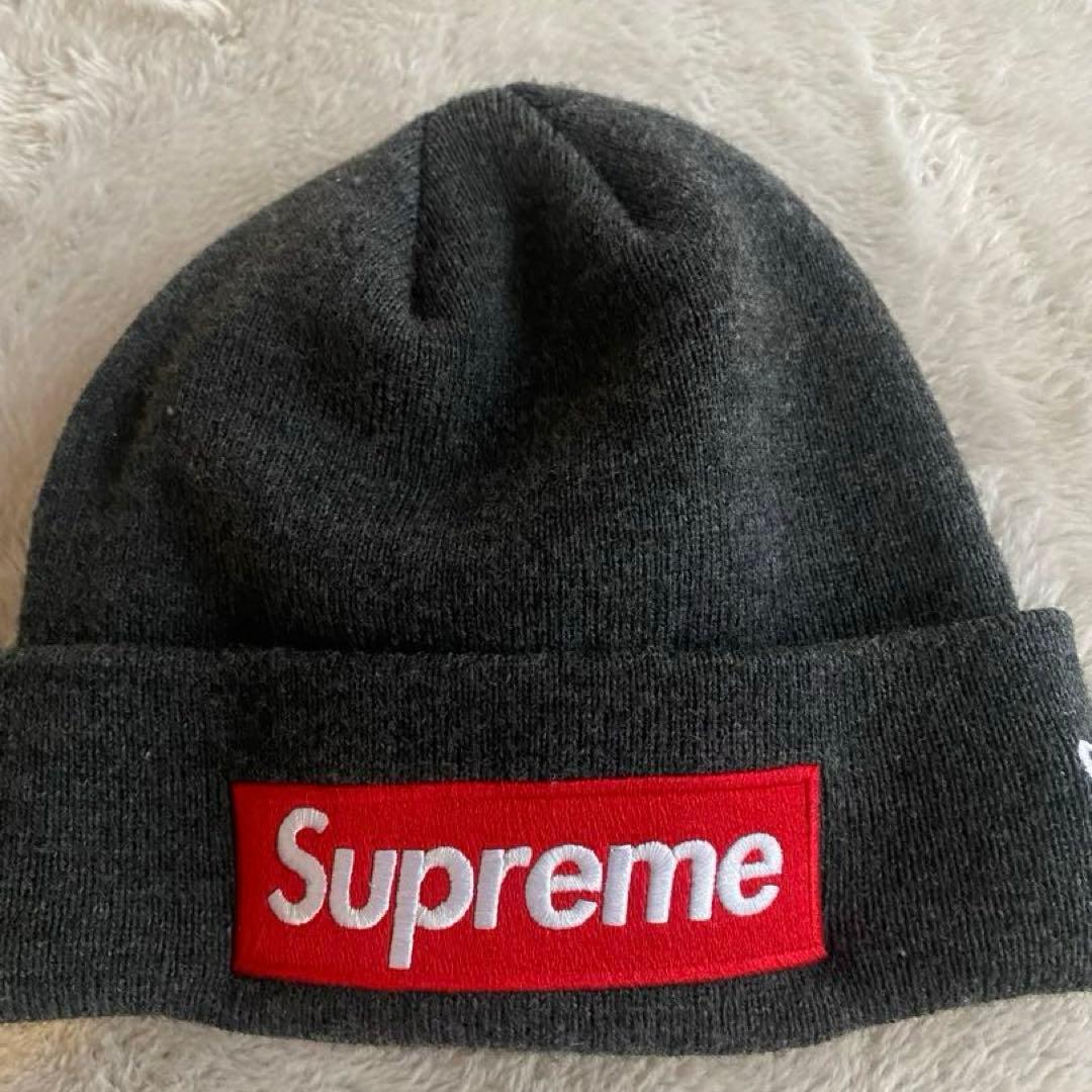 Used Supreme knit hat dark gray