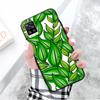 Black Case for Xiaomi Redmi 13C Note 9 iPhone XR 7 8 14 15 11 12 13 X XS Pro Max Samsung A25 S23 S24 FE Ultra Plus Green Leaves