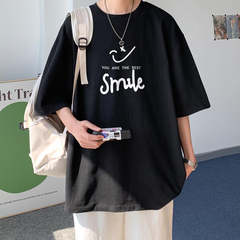 100% Cotton Printed Short Sleeve T-shirt Men's Half-sleeved Men's Fashion Brand Ins American Loose Body Shirt Men's Top