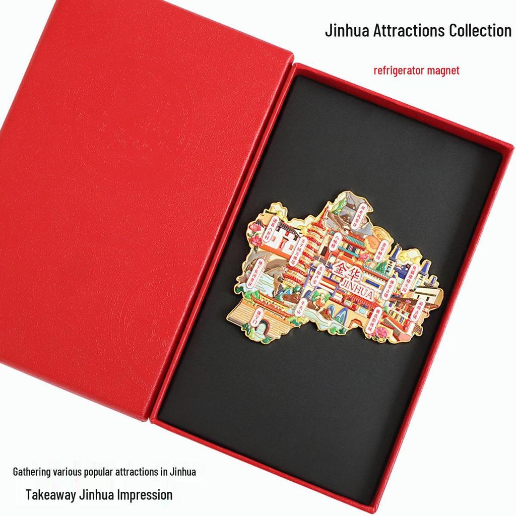 Jinhua Kultur- & Kreativ-Metall-Kühlschrankmagnet - Youbu Antike Stadt, Hengdian Shuanglong Landschaftsgebiet Souvenir