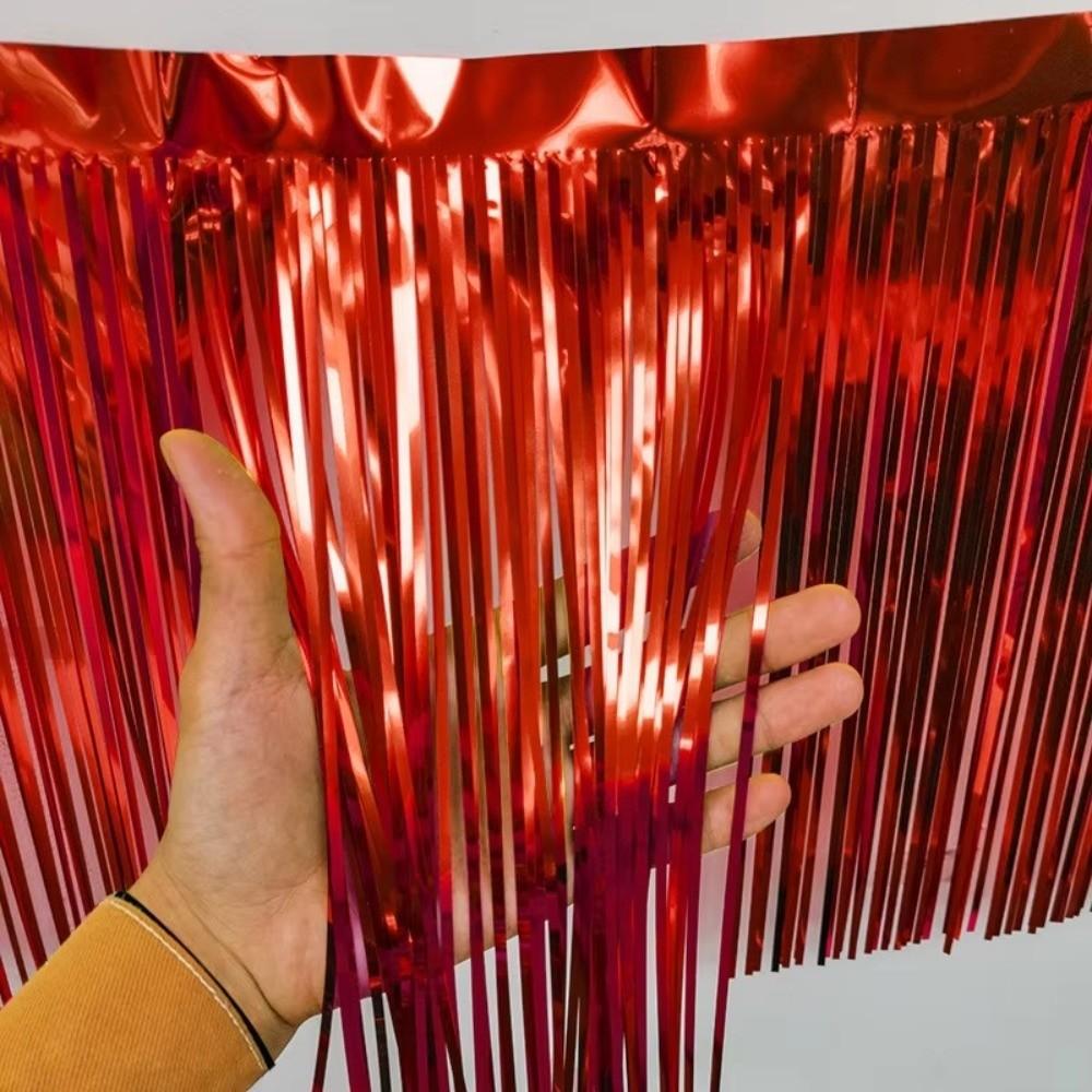 Shiny Metallic Foil Fringe Garland Foil Fringe Curtain Banner  Party Backdrop Curtain