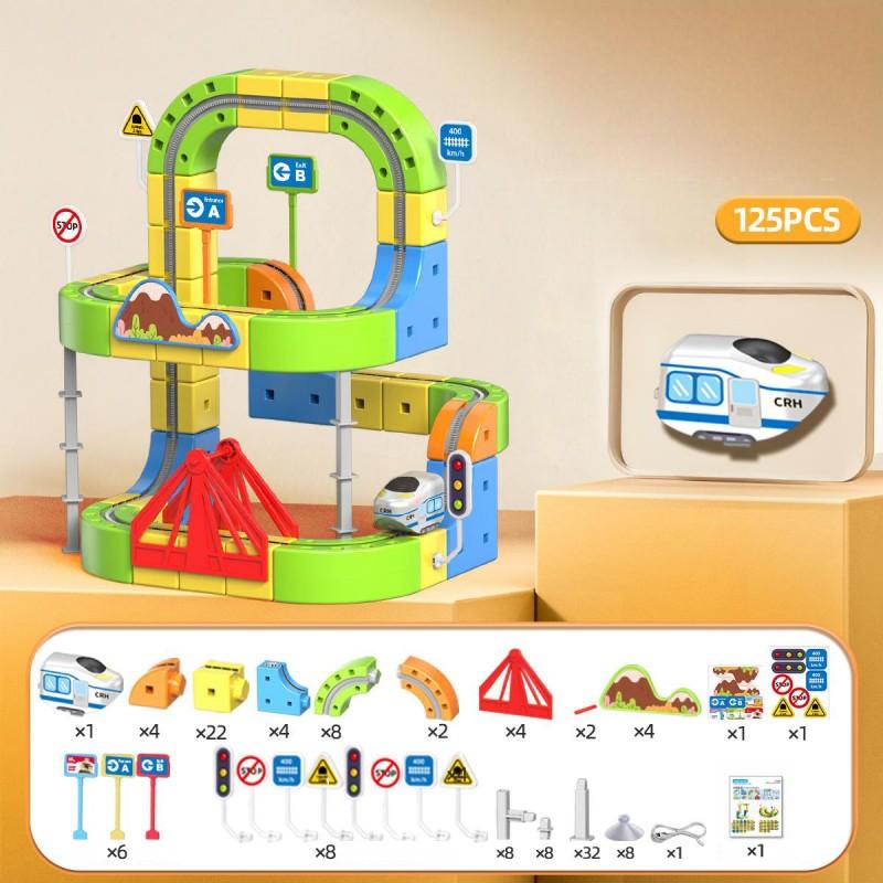 New Magic Track Train Cube Toy Maze Magnetic Building Blocks For Children Educational Construction Diy Brick Toy Model Gift Kid