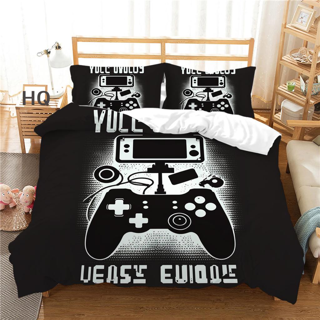 3D Player Bedding Set Game Handle Quilt Cover Pillow Case 2/3 Pieces Suitable for Game Enthusiasts Boys Men Room Zippered Home Decoration