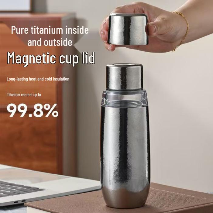 High-End Pure Titanium Insulated Cup with Mechanical Temperature Display and Tea Infuser - Portable and Perfect for Business Gifts