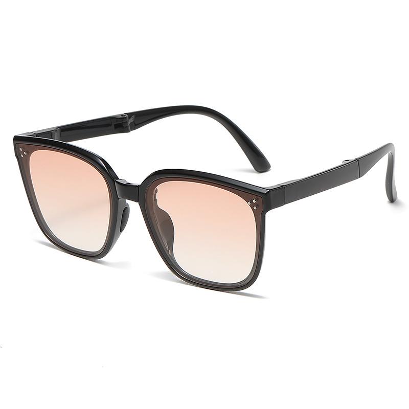New Folding Small Frame Sunglasses Women's High-Grade Street Shooting Travel Sun Glasses Uv-Proof Sunglasses Men