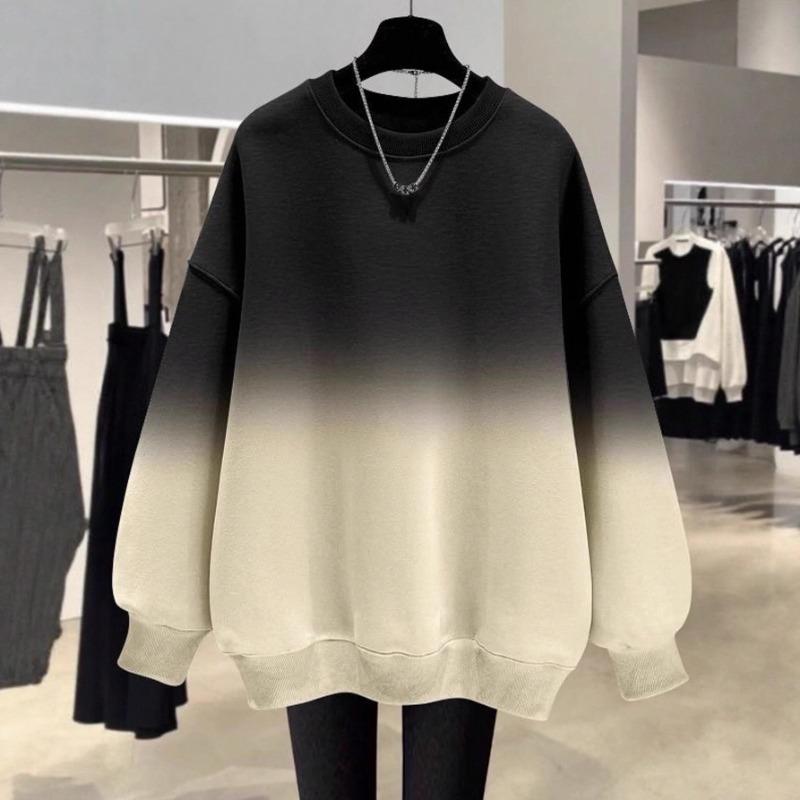European American Gradient Tie-dye Sweatshirt Women's Loose Winter Top Hoodies