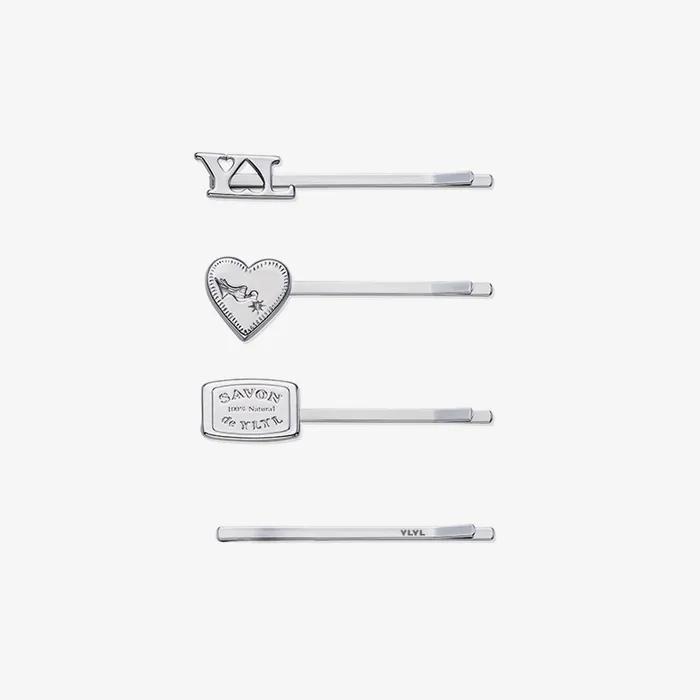 YLYL Hair Slides Set (4pcs), SILVER
