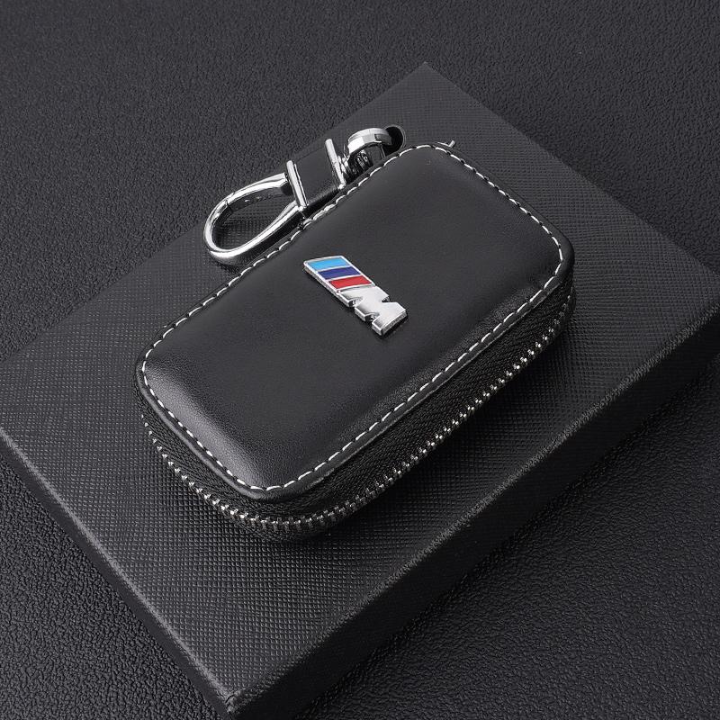 HBSW4 3D Logo Leather Car Remote Key Case Bag Keychain Storage Box For BMW M 1 3 5 7 Series E46 E90 E60 F30 F10 G30 G20 X1 X2 X3 X5 X7