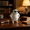Künstlerische Welpen-Skulptur 3D-gedruckte Sonnenbrille Hundefigur Ornament, Coole Schreibtischstatue, Mattweiße Kunstfiguren Cartoon-Bulldogge für Zuhause Büro Auto