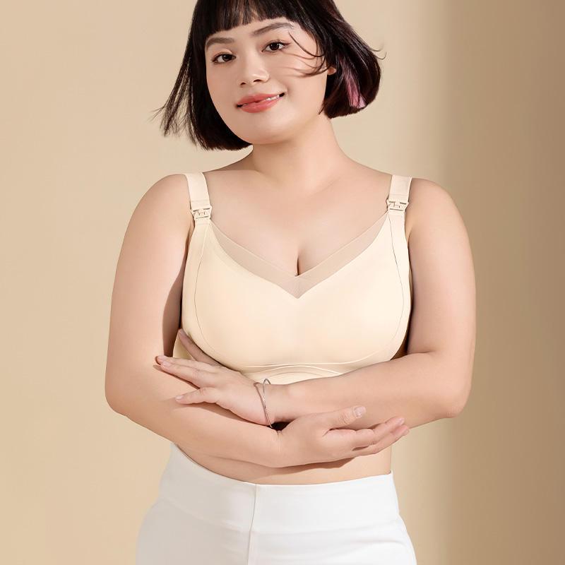 Seamless Plus-Size Large-Bust Nursing Bra: Anti-Sagging, Postpartum, Full Cup 80 BCD