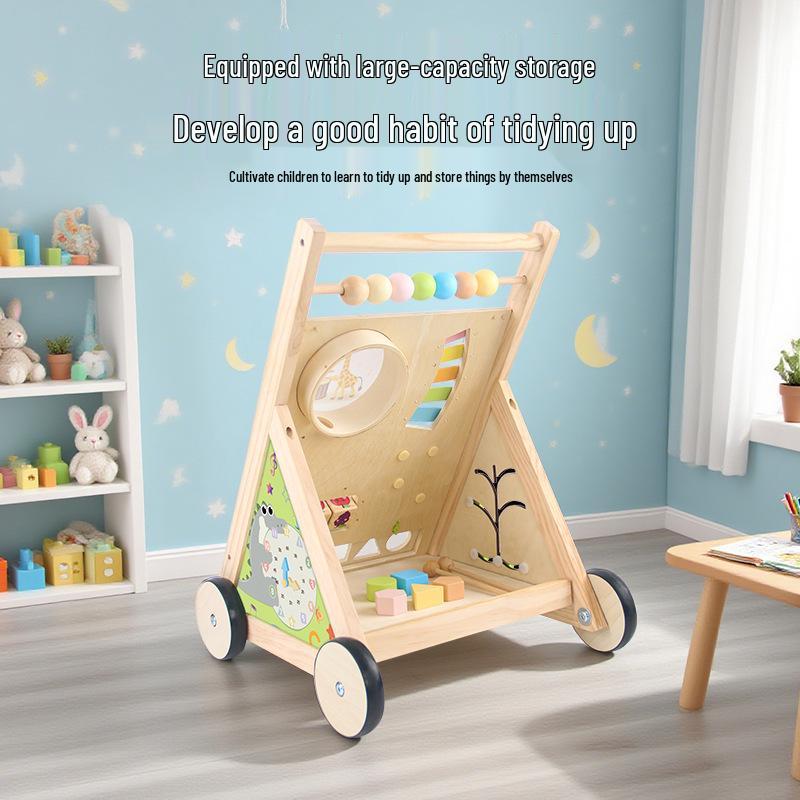 Children's Wooden Multi-Functional Xylophone Walker with Anti-Rollover Design