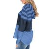 Loose Fit Color Block Long Sleeve Pullover Hoodie For Women