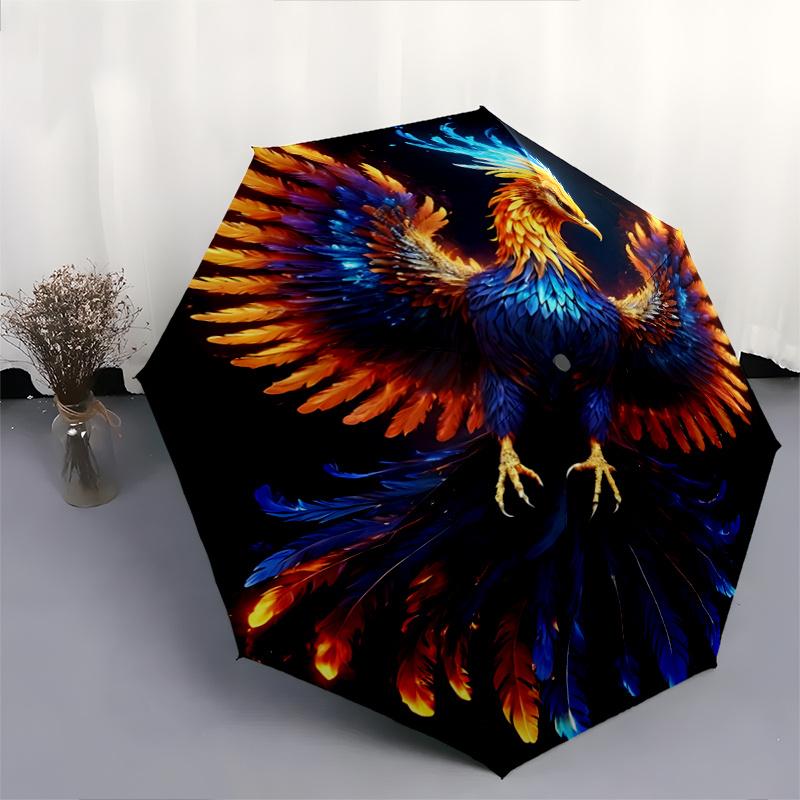1pc Colorful Bird Durable Cartoon Folding Umbrella,Compact Umbrella for Men and Women, Suitable for Travel or Daily Use.A002