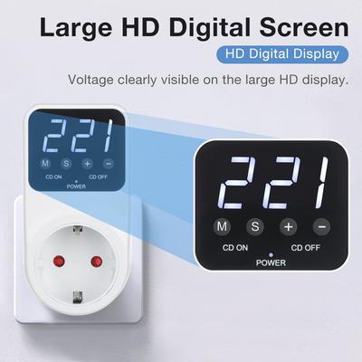 16A 230V Digitalanzeige Spannungsschutzschalter Spannungssteckdose mit Hoch-/Niederspannungsschutz Countdown-Modus Speicherfunktion