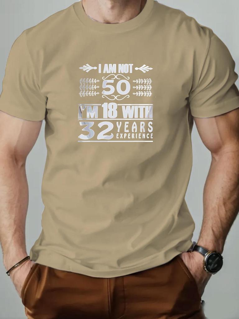 Mens Casual Cotton Round Neck Short Sleeve T Shirt with I AM NOT 50 IM 18 Graphic Print Funny Retro Birthday Party Tee
