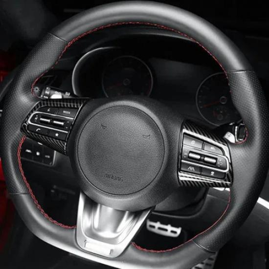 Carbon Fiber ABS Inner Steering Wheel Frame Cover Trim For Kia Stinger 2018-
