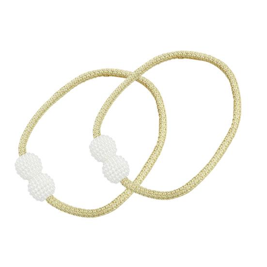 Umbra Studio 1 Pair Faux Pearl Curtain Tiebacks, Elegant Beaded Holdbacks, Woven Rope Decorative Drapery Holders for Living Room Bedroom Kitchen