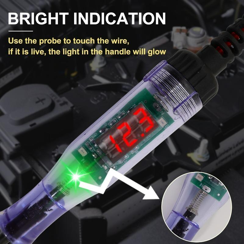 Digital Auto Circuit Tester for Car Fuse Check Electrical Diagnostic Tool 12V/24V 90V LED Car Test Light Pen Type Voltage Tester