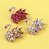 Lanhao Korean Style Cute Crystal Swan Brooch Pin for Men and Women