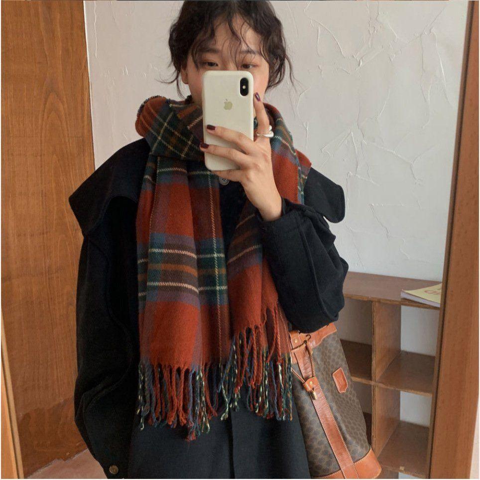 Luxury Plaid Scarf Winter Warm Cashmere Women Long Bandana Pashmina Foulard Female Scarves Tassel Shawl And Wraps  Design