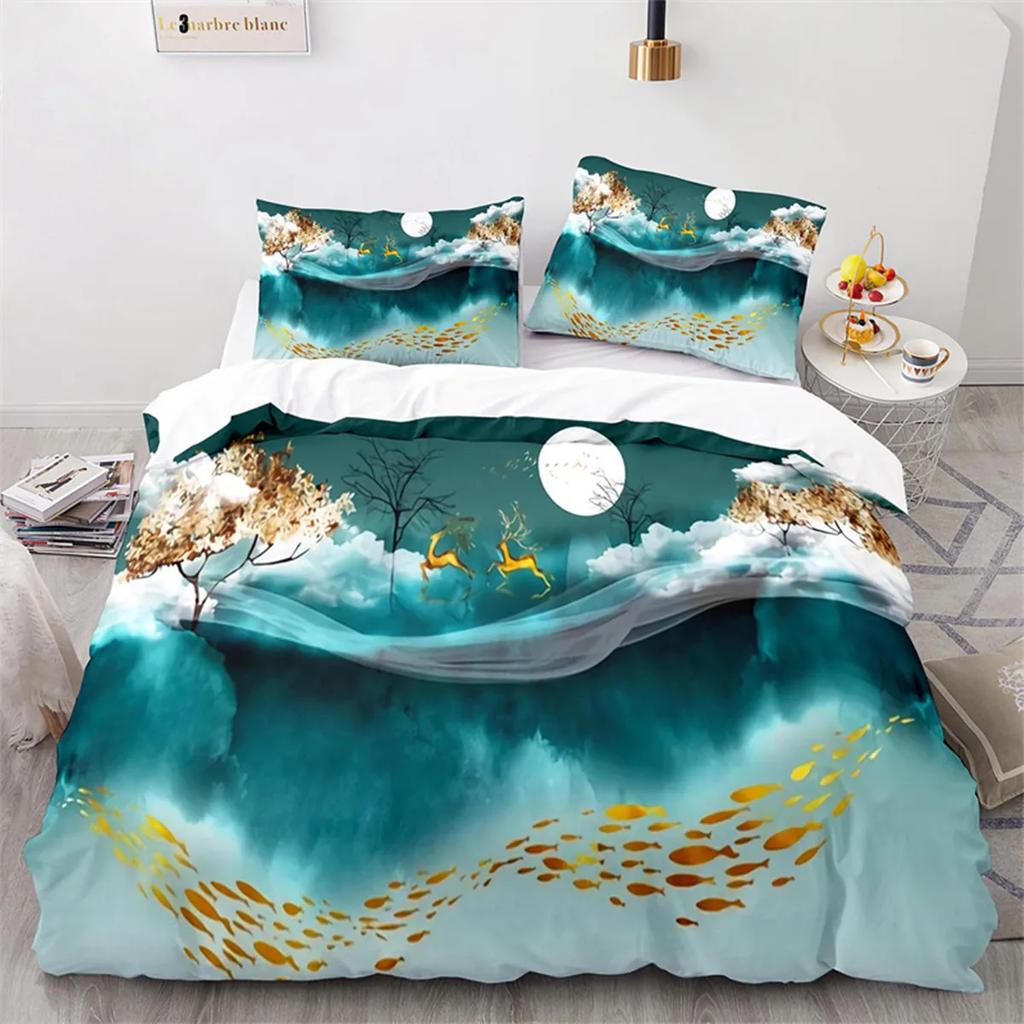 Oil Painting Duvet Cover Abstract Art For Adults Landscape Romantic Couple For Women Men Gifts For Bedroom Decorations King Size