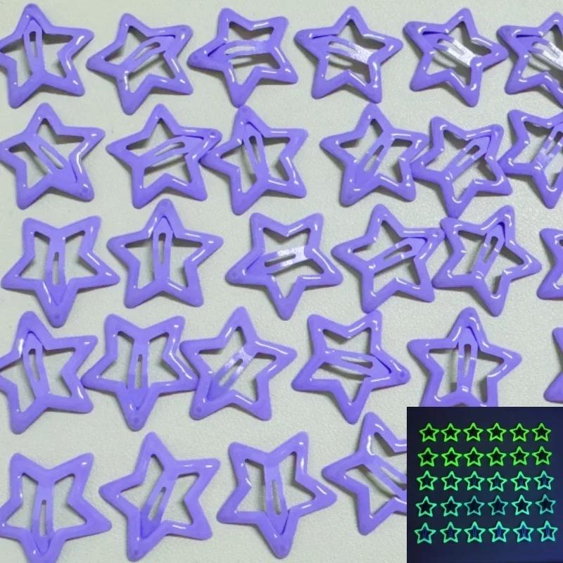 10pz Fermacapelli a Stella Colorati Luminescenti, Mollette BB a Scatto, Barrettine Luminose, Pinze per Capelli Bambina, Accessori per Acconciature Bambini
