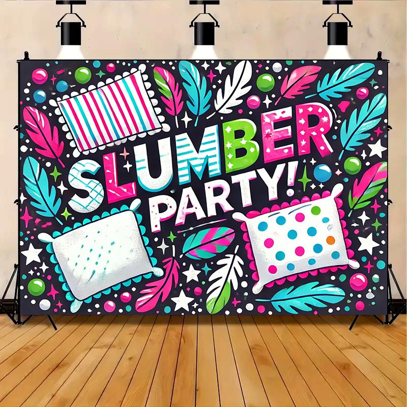 1 piece: Vibrant "Pajama Party!" polyester banner, suitable for birthday parties, festivals, etc. for a colorful bedroom.