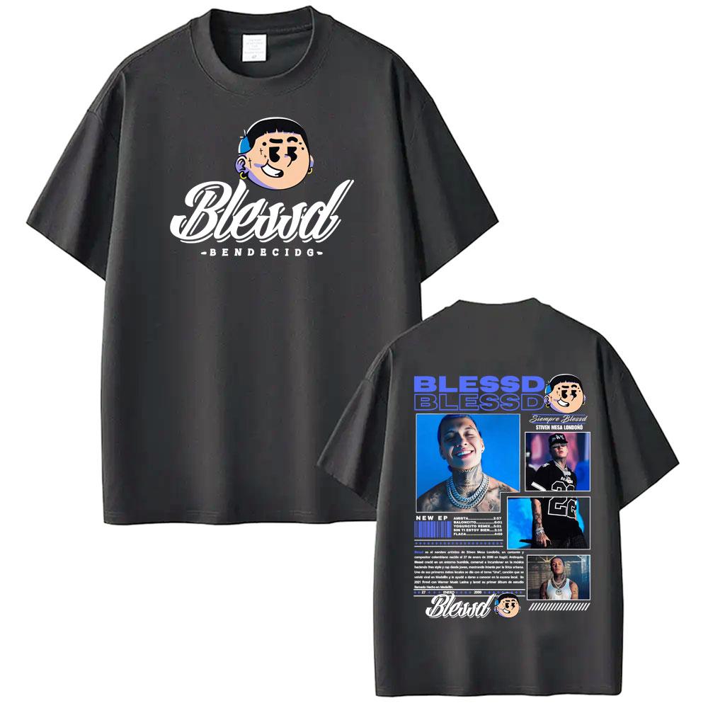 Blessd El Bendito Album Tour 2026 Graphics T Shirt Unisex Women Hot Sale Oversized Classic Tshirts Vintage Fashion Hip Hop Tshirt
