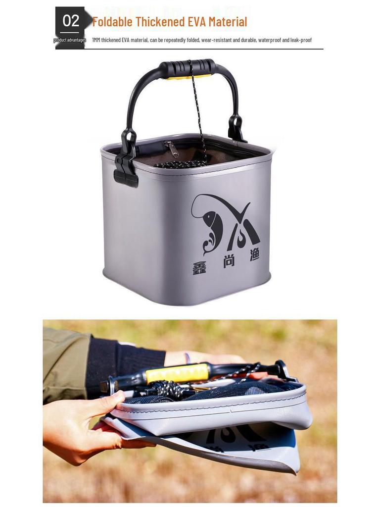Nouveau Style Équipement de Pêche Pliable Épaissi: Seau à eau carré pour poissons vivants et pêche à la roche