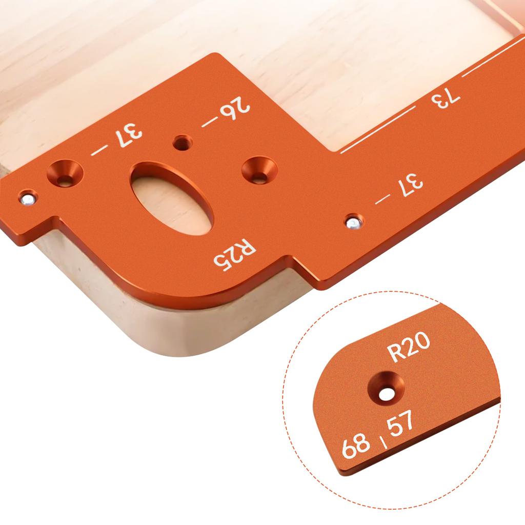 No Handle Slotting Mold Woodworking Invisible Embedded Handle Slotting Template Cabinet Door R20/R25 Arc Angle Cutting Template