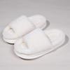 Fashion New Fashion White Fluffy Slippers Women 2025 Winter Warm Thick Sole Home Cotton Shoes Woman Open Toe Faux Fur Platform Slippers