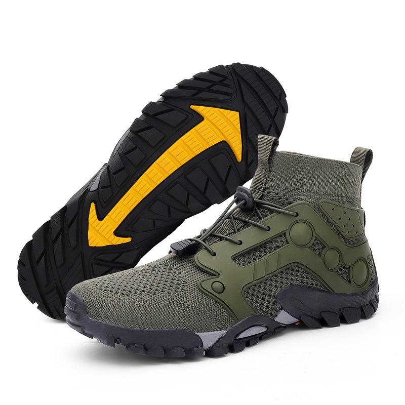 Cross-border Flyknit Unisex Hiking Shoes - Mid/High-top, Large Size, Creek Wading, Summer Outdoor Shoes