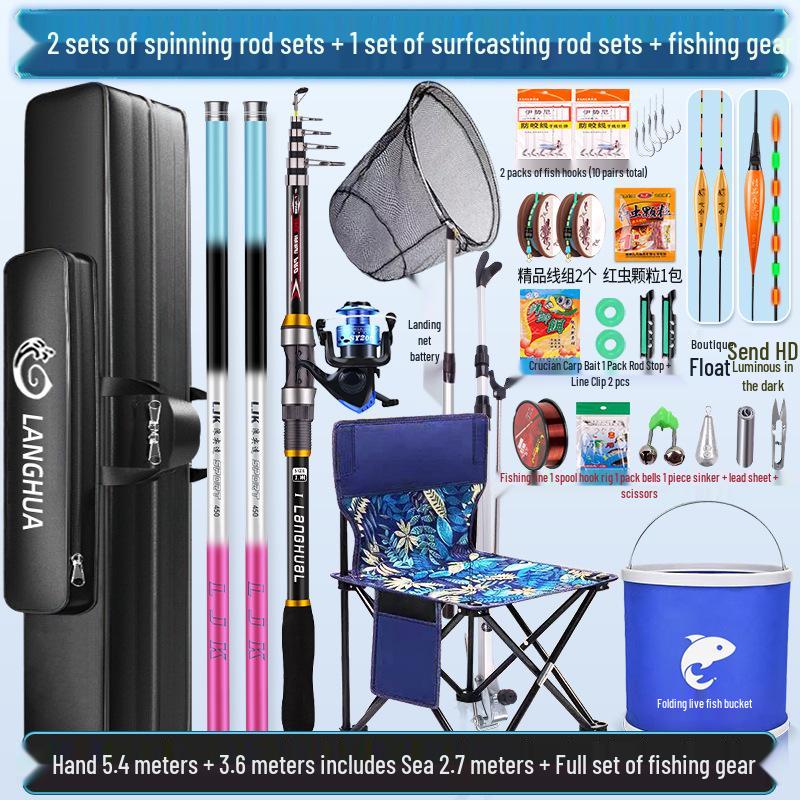 Beginner's Multi-Section Fishing Rod Set with Gear and Tackle Supplies