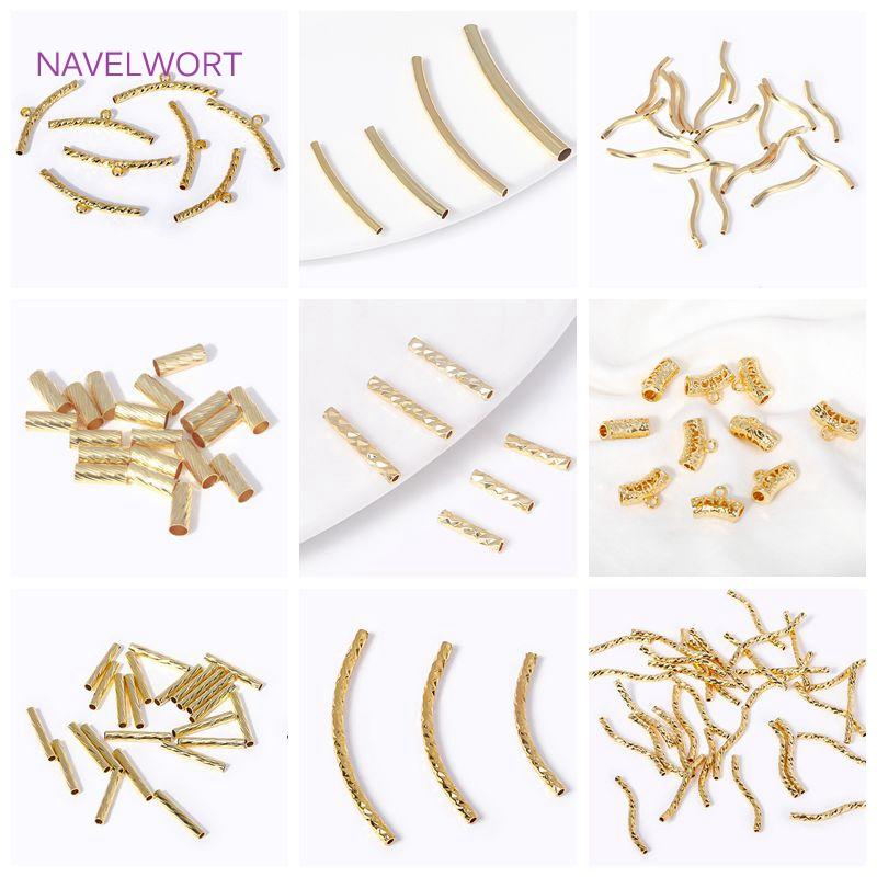 18K Gold Plated Brass S Shape Curved Tube Metal Twisted Tube Beads Connector DIY Necklace Jewelry Making Accessories Wholesale