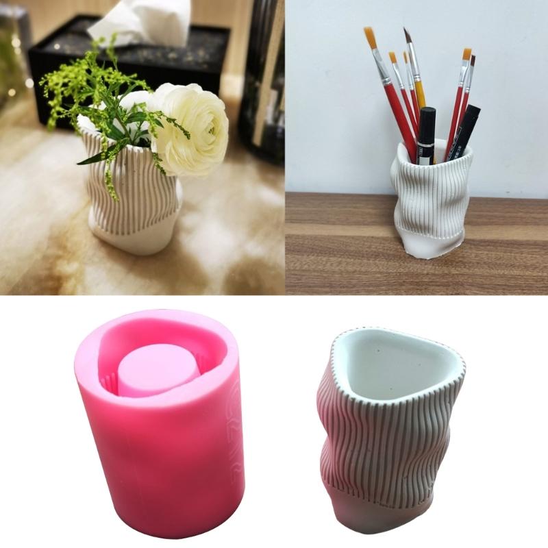 Wave Twisted Concrete Silicone Pot Mold Succulent Flowerpot Clay Cement Plaster Molds DIY Home Garden Flower Pots Mold