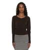 PARTIMENTO WOMEN Pwc V-Neck Pocket Pointed Wide Rib Knit_Dark Brown