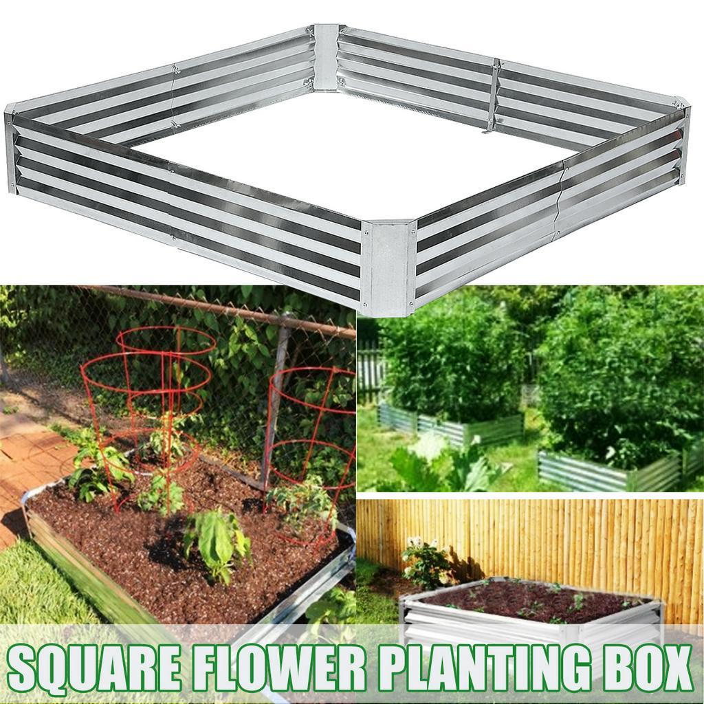 120cm on Vegetable Flower planting Garden Bed Patio Planter Basket Metal Raised home Backyard decoration Garden Nursery Iron Pots Silver